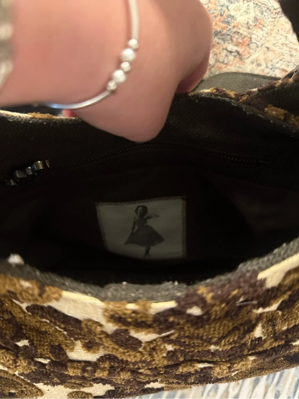 Petunia Pickle Bottom Brown and Cream Floral Velvet Tote/diaper bag